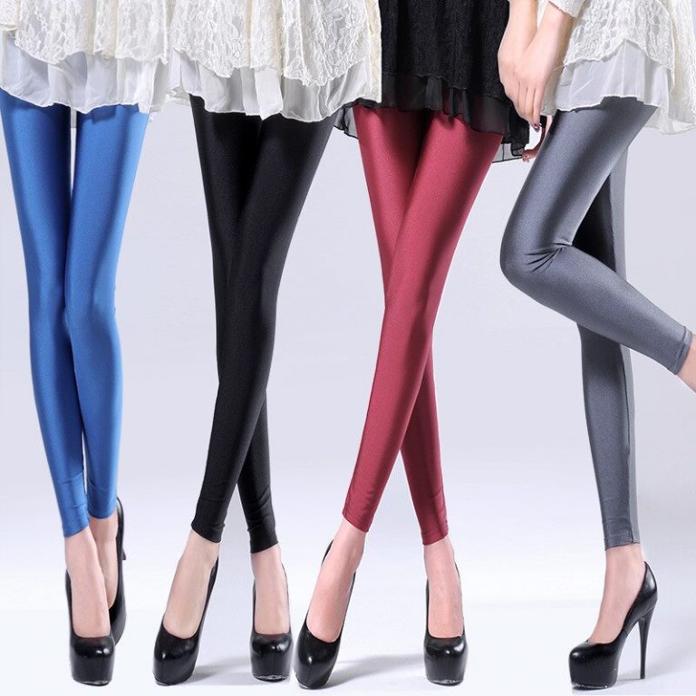 ¡OFERTA DE 2019! Leggings fluorescentes brillantes de Color sólido para